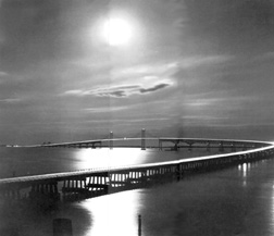 bay bridge shining at night
